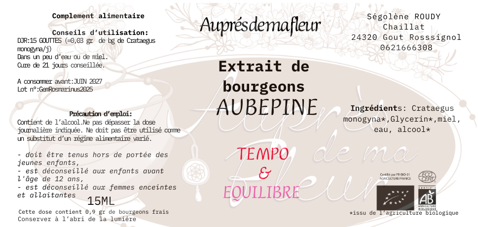 Gemmothérapie Aubépine (Crataegus monogyna) - 15ml