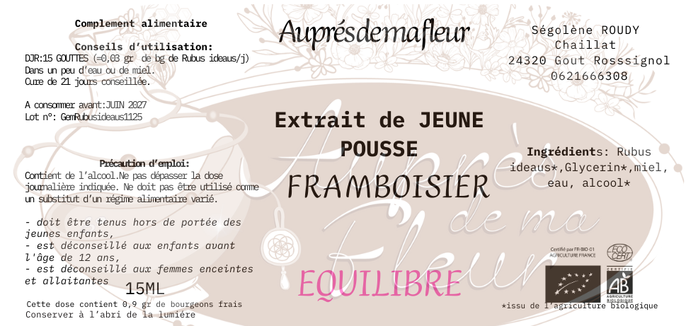 Gemmothérapie Framboisier (Rubus idaeus) - 15ml