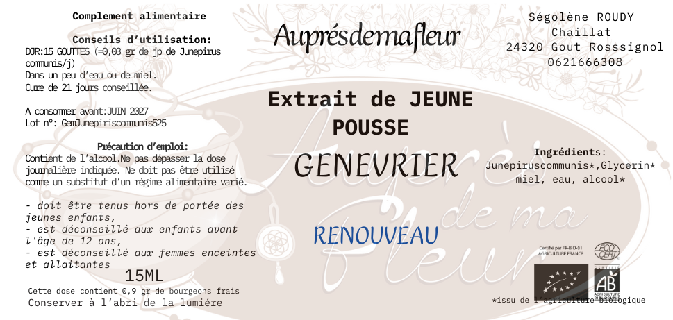 Gemmothérapie Genévrier commun (Juniperus communis) - 15ml