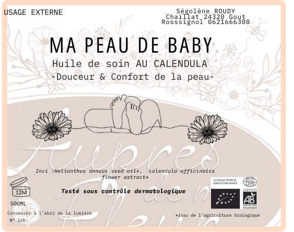 Huile de Calendula bio - Flacon en verre