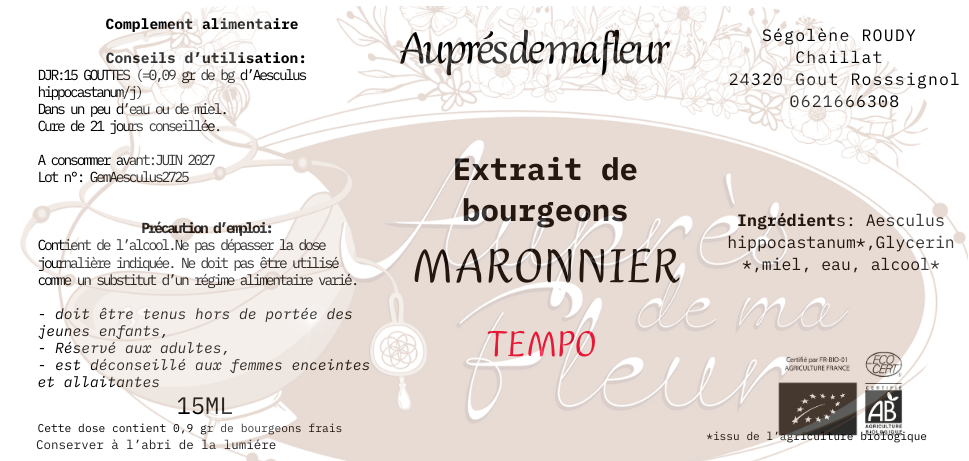 Gemmothérapie Marronnier d'Inde (Aesculus hippocastanum) - 15ml