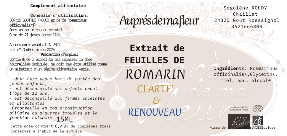 Gemmothérapie Romarin (Salvia rosmarinus) - 15ml