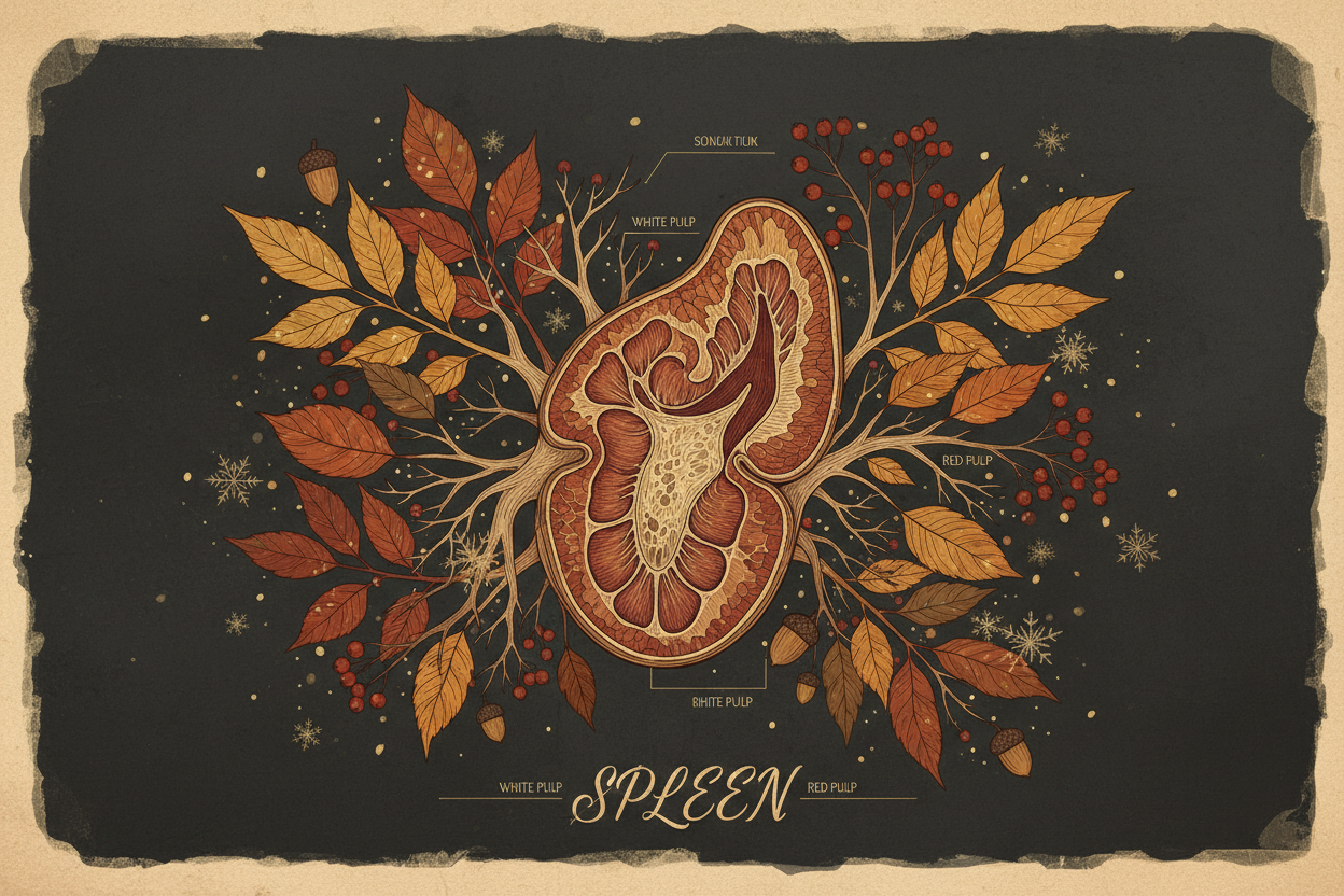 ORGANE LA RATE AVEC DES FLOCON ET DES FEUILLE